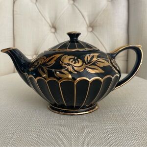 RARE Exquisite SADLER GOLD & BLACK Teapot Stamped, Numbered & Signed on the Base